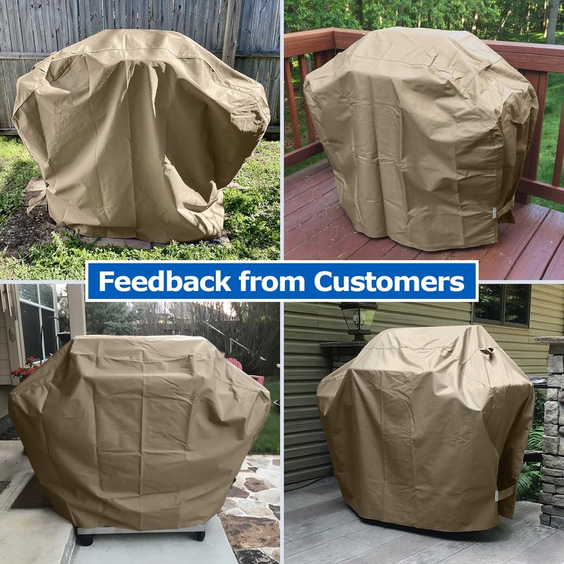 SunPatio Grill Cover 55 Inch for Outdoor Grill, Heavy Duty BBQ Cover with Waterproof Sealed Seam, FadeStop Material, All Weather Resistant Compatible for Weber CharBroil Nexgrill and More, Taupe - Image 4